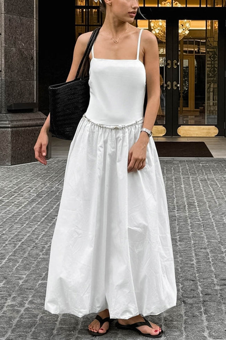 Lieke – Ballonvormige Midi Jurk met Spaghettibandjes
