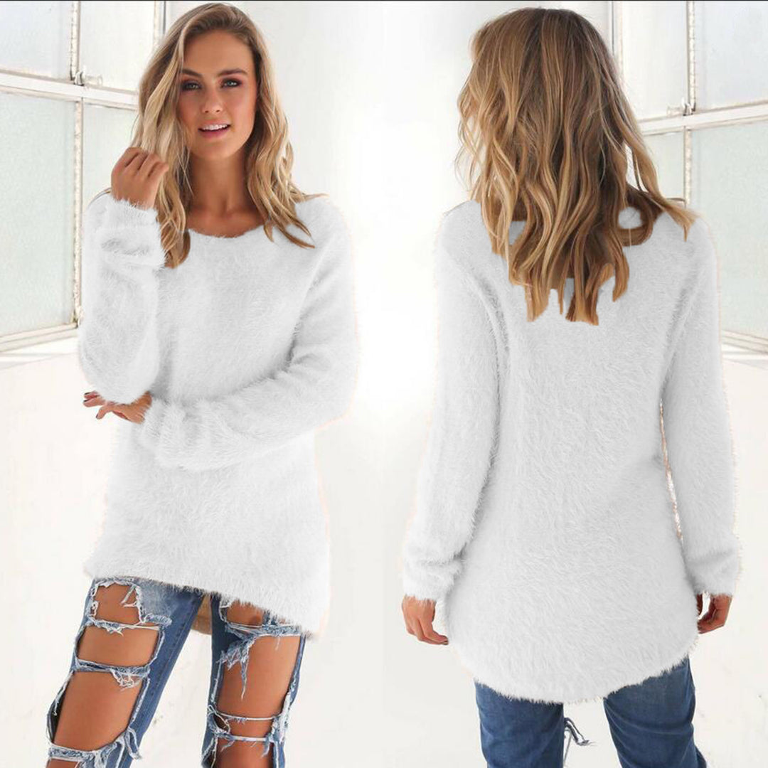 Amelia | Lichtgewicht zachte polyester herfsttrui voor dames met lange mouwen en ronde hals