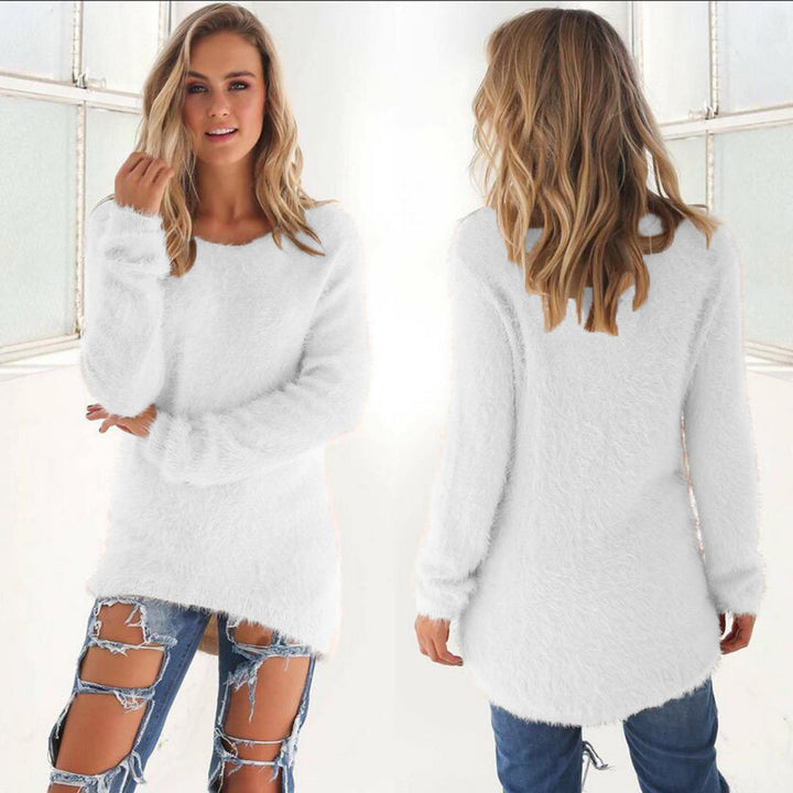 Amelia | Lichtgewicht zachte polyester herfsttrui voor dames met lange mouwen en ronde hals
