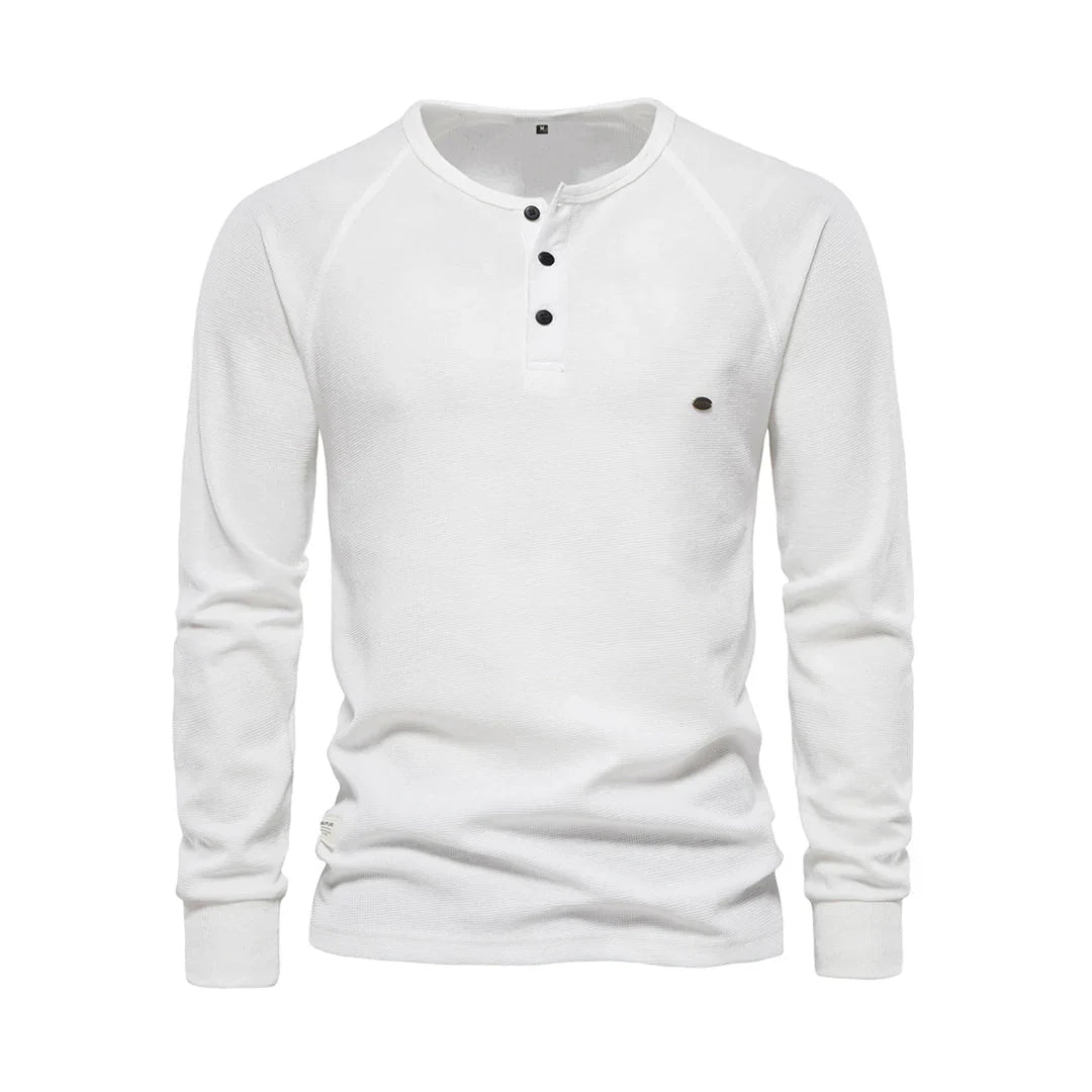 Tobias | Ademend zacht katoenen shirt voor heren met henley-halslijn