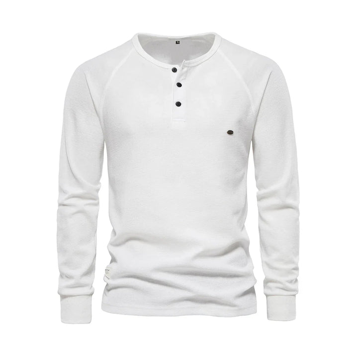 Tobias | Ademend zacht katoenen shirt voor heren met henley-halslijn