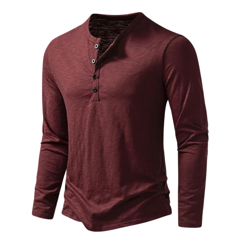 Julien | Zacht ademend katoenen shirt voor heren met knoopsluiting en henley-hals