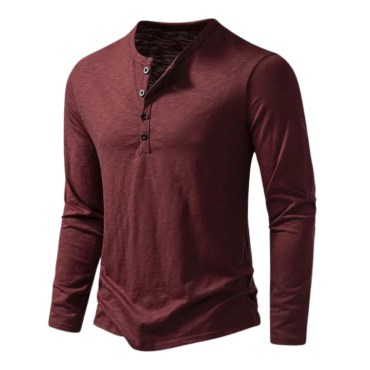 Julien | Zacht ademend katoenen shirt voor heren met knoopsluiting en henley-hals