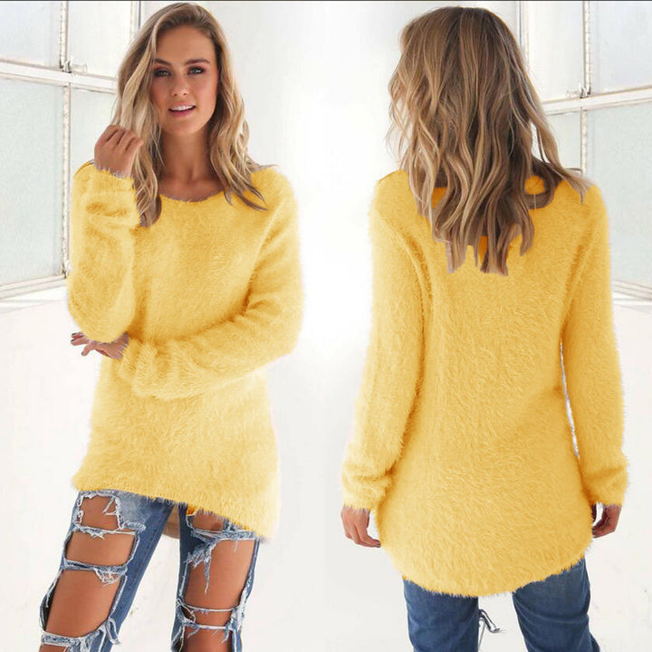 Amelia | Lichtgewicht zachte polyester herfsttrui voor dames met lange mouwen en ronde hals