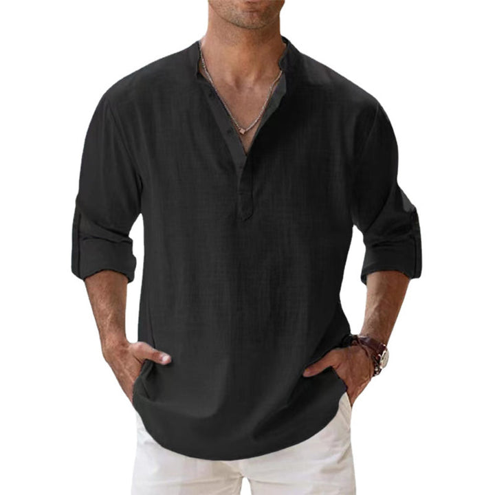 Linnen overhemd met Henley kraag – Ademend en licht voor een stijlvolle zomerse look