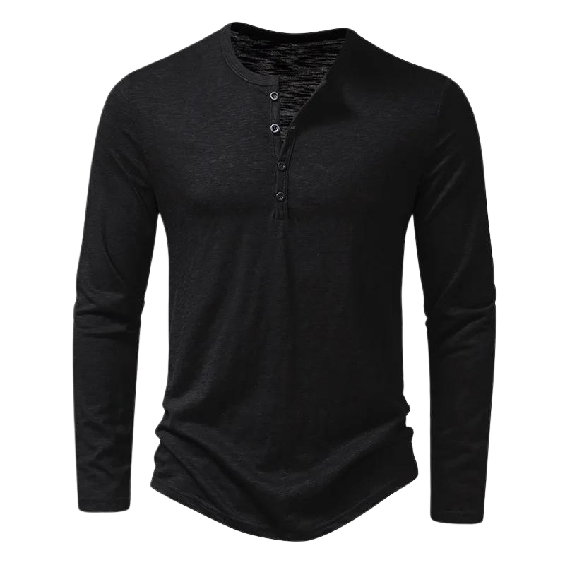 Julien | Zacht ademend katoenen shirt voor heren met knoopsluiting en henley-hals