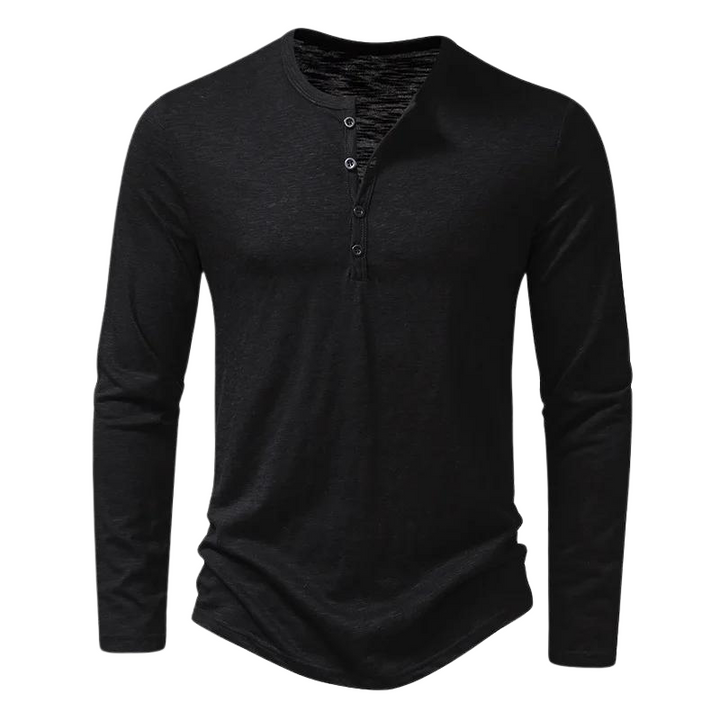 Julien | Zacht ademend katoenen shirt voor heren met knoopsluiting en henley-hals