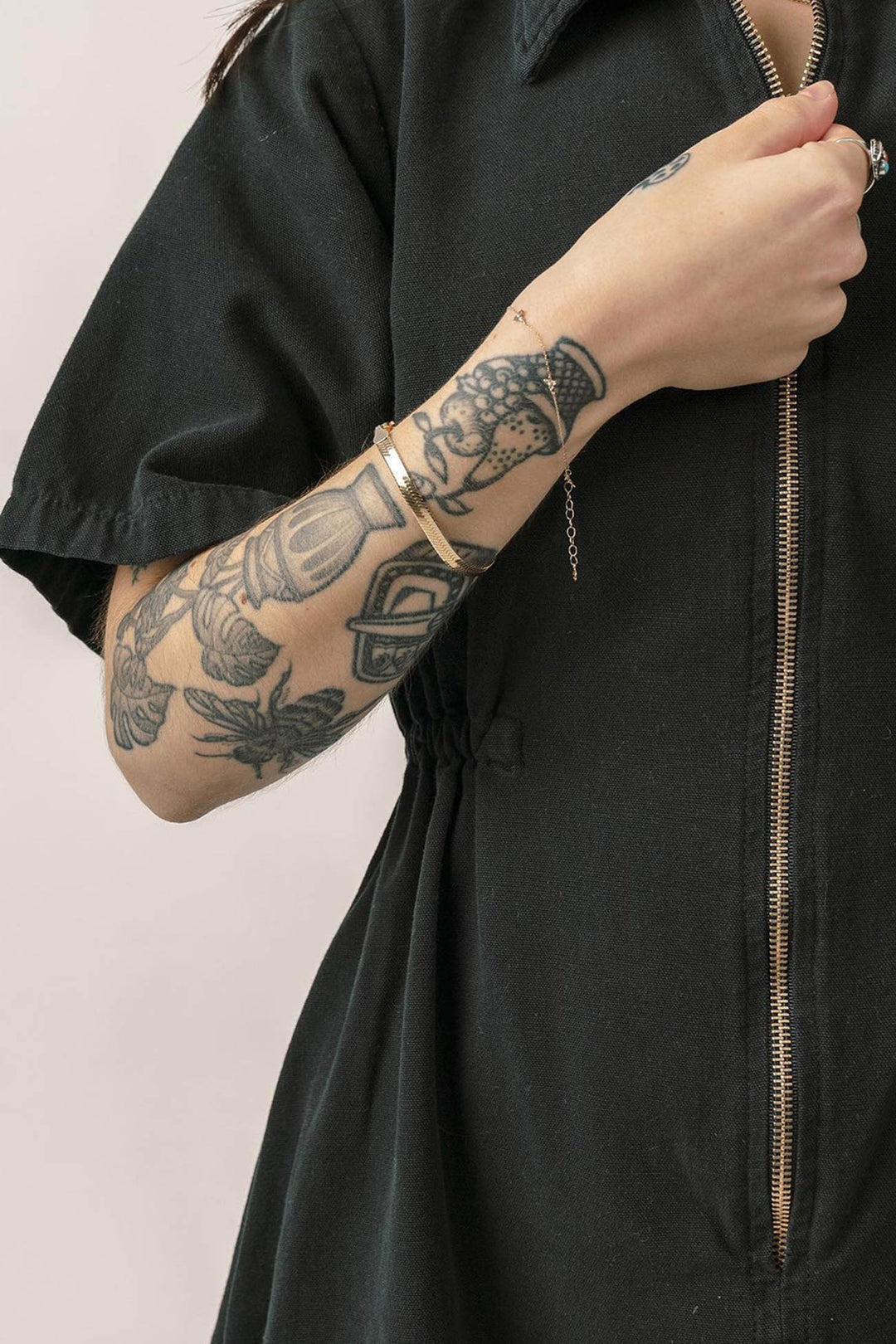 Elise – Katoen-Linnen Jumpsuit met Rits en Korte Mouwen