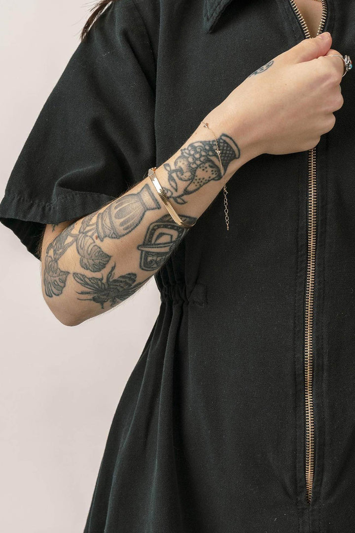 Elise – Katoen-Linnen Jumpsuit met Rits en Korte Mouwen
