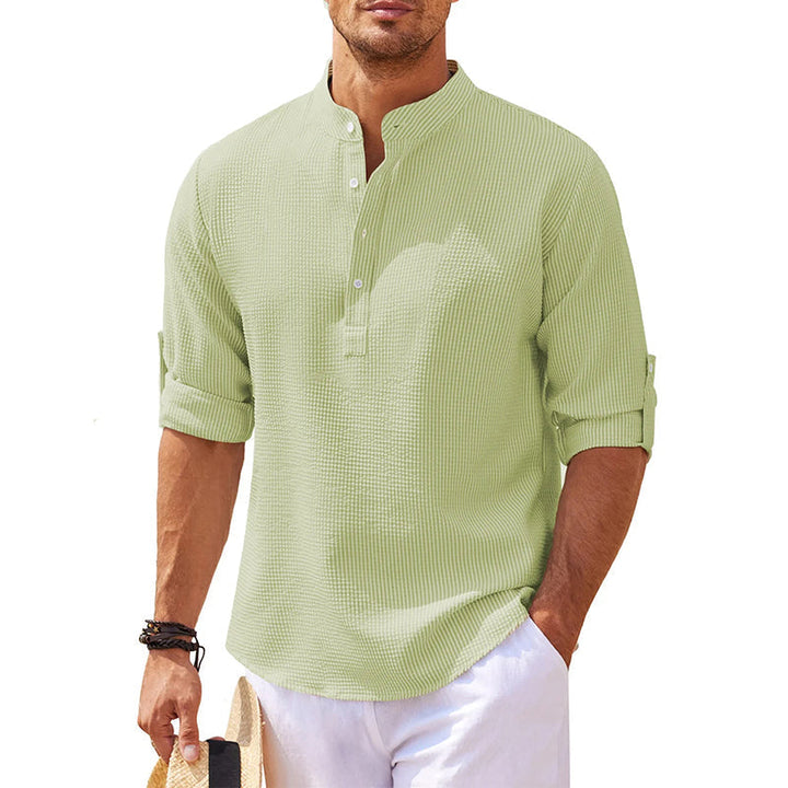 Heren linnen henley overhemd lange mouw – Tijdloze eenvoud met ademend comfort en een relaxte pasvorm