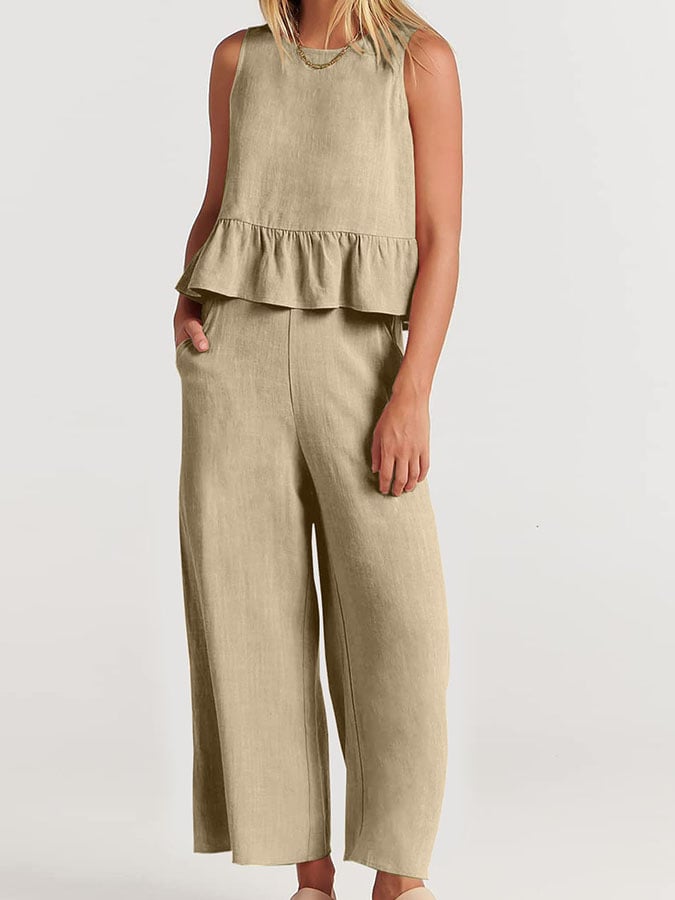 Lize - Dames Elegante Set - Tweedelige Outfit met Ruches Details