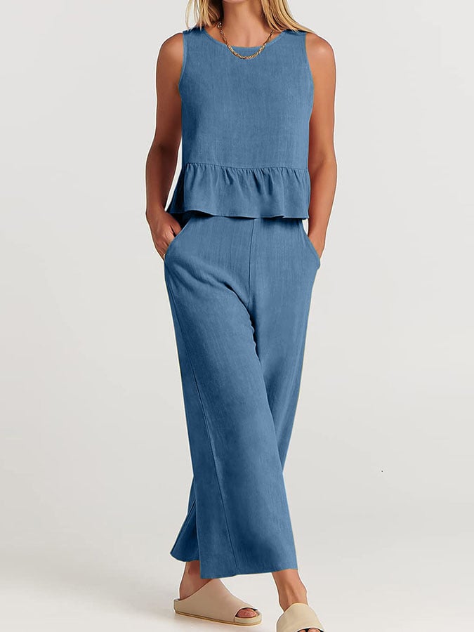 Lize - Dames Elegante Set - Tweedelige Outfit met Ruches Details