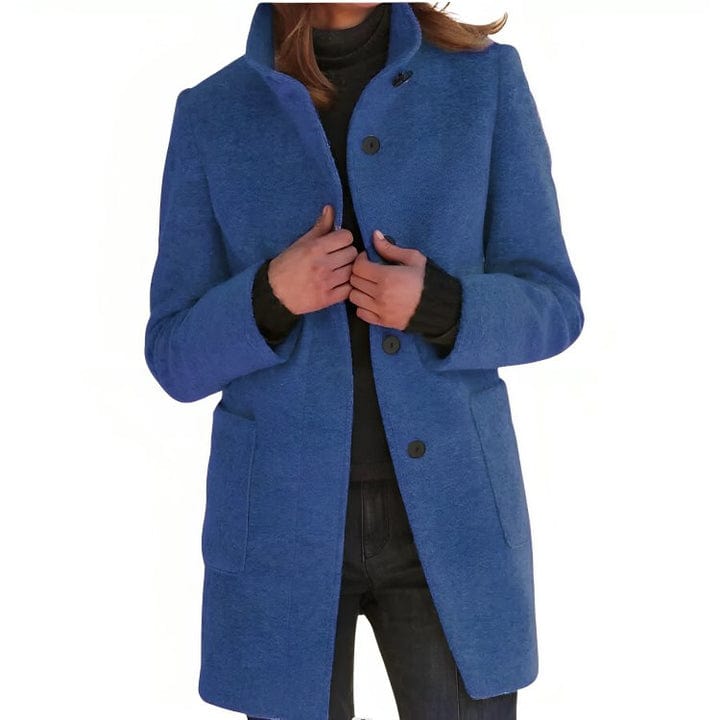 Elena | Warme gestructureerde wollen herfstjas voor vrouwen met getailleerd silhouet