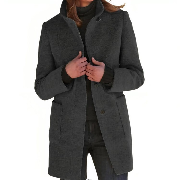 Elena | Warme gestructureerde wollen herfstjas voor vrouwen met getailleerd silhouet
