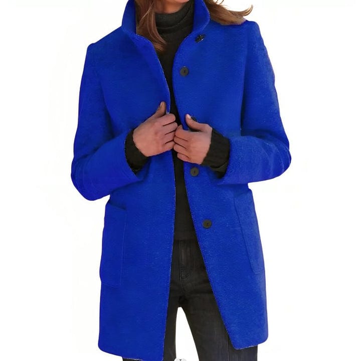 Elena | Warme gestructureerde wollen herfstjas voor vrouwen met getailleerd silhouet