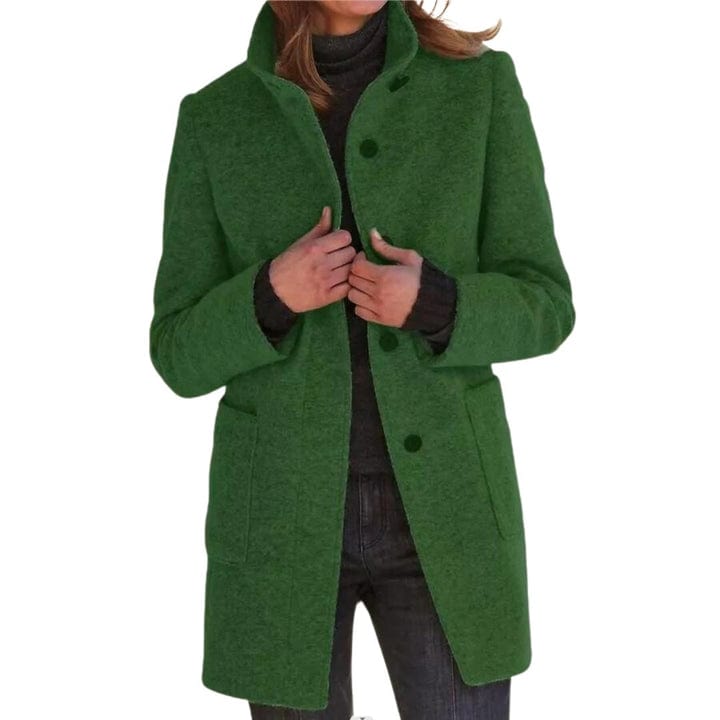 Elena | Warme gestructureerde wollen herfstjas voor vrouwen met getailleerd silhouet
