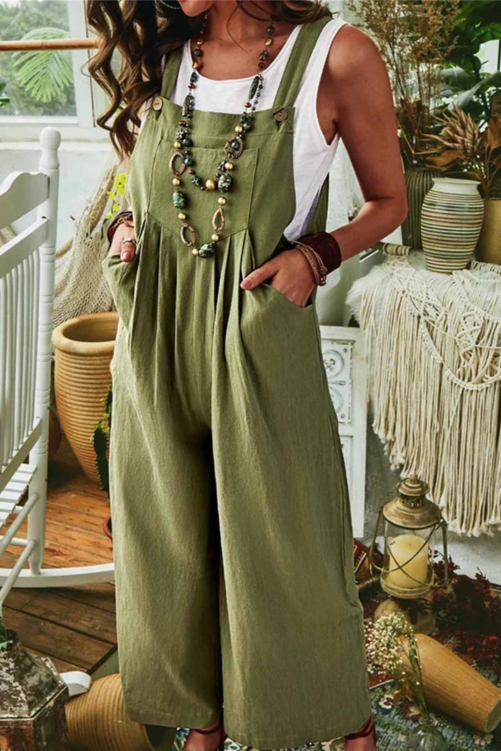 Tamar – Mouwloze Jumpsuit met Wijde Pijpen en Zakken