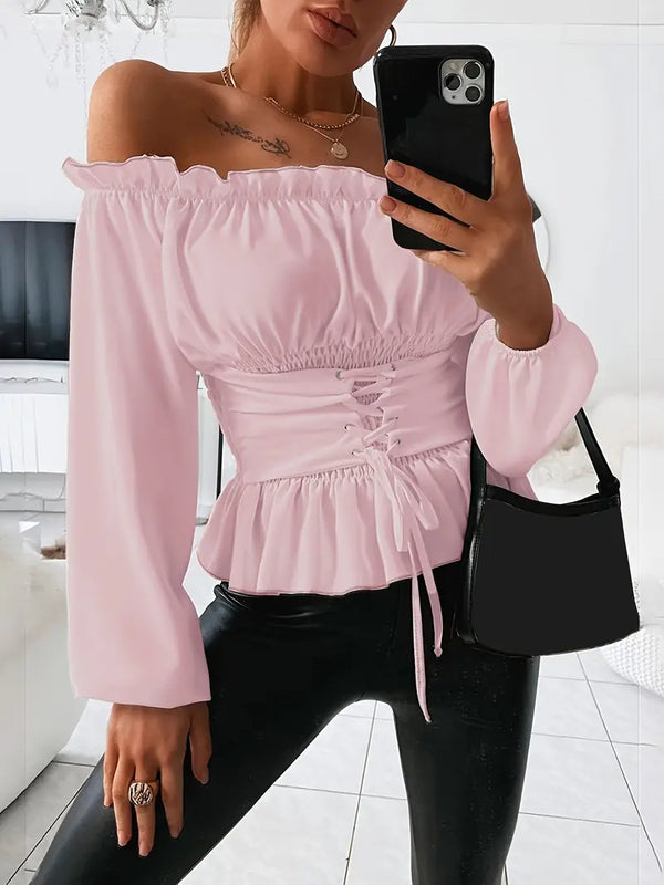 Elisa - Dames Off-Shoulder Top - Verstelbare Taille voor een Perfecte Pasvorm
