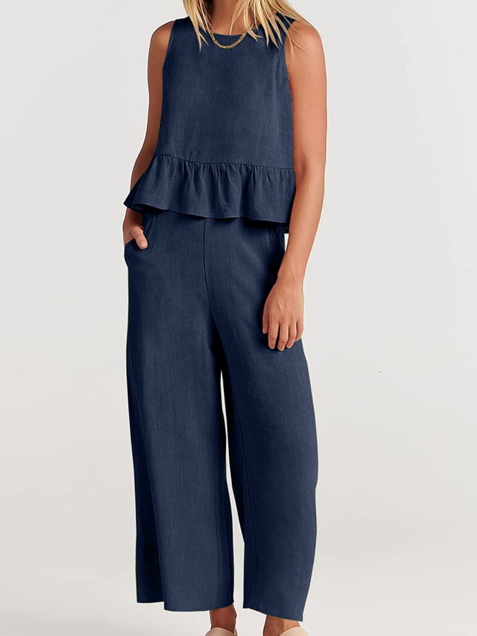 Lize - Dames Elegante Set - Tweedelige Outfit met Ruches Details