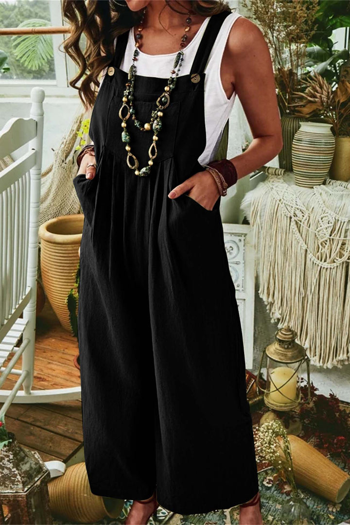 Tamar – Mouwloze Jumpsuit met Wijde Pijpen en Zakken