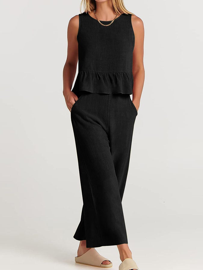 Lize - Dames Elegante Set - Tweedelige Outfit met Ruches Details