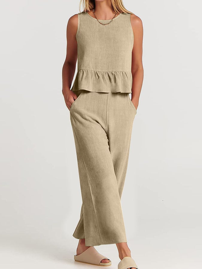Lize - Dames Elegante Set - Tweedelige Outfit met Ruches Details