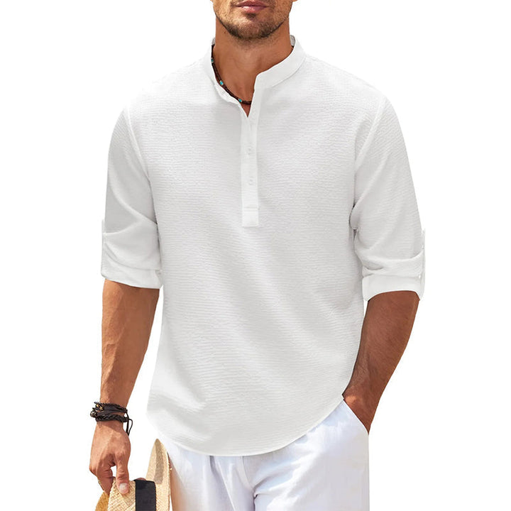 Heren linnen henley overhemd lange mouw – Tijdloze eenvoud met ademend comfort en een relaxte pasvorm