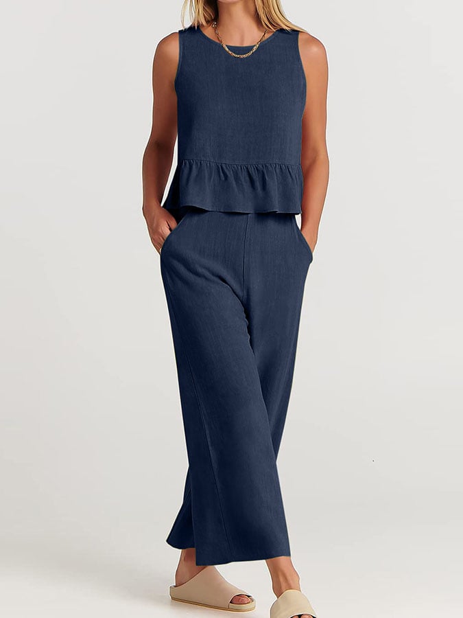 Lize - Dames Elegante Set - Tweedelige Outfit met Ruches Details