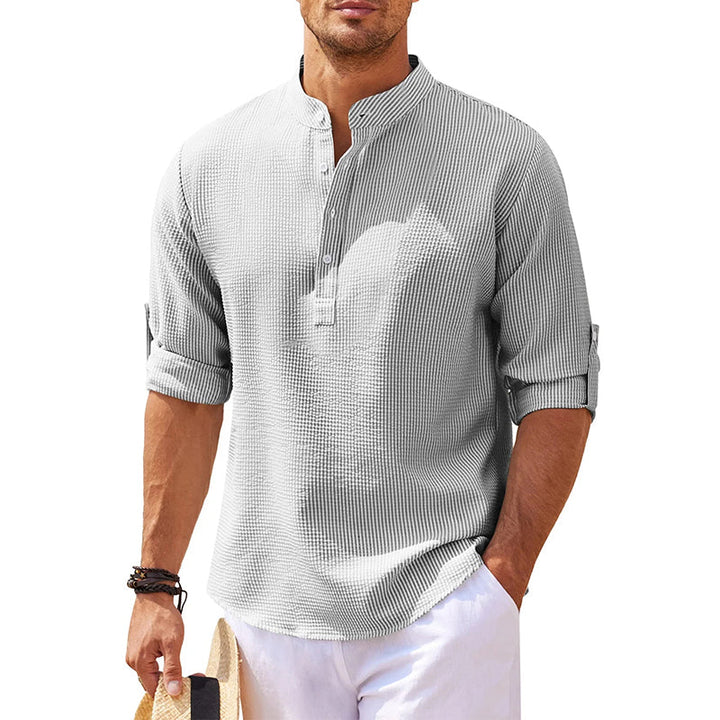 Heren linnen henley overhemd lange mouw – Tijdloze eenvoud met ademend comfort en een relaxte pasvorm
