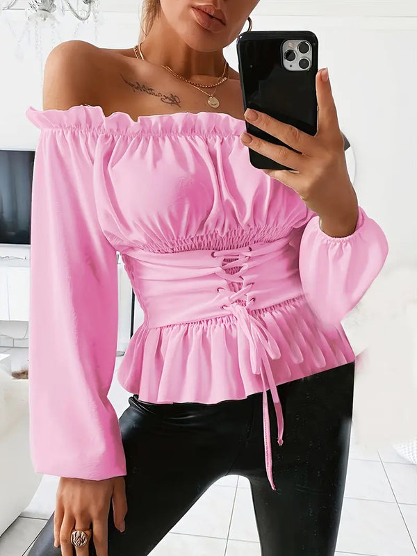 Elisa - Dames Off-Shoulder Top - Verstelbare Taille voor een Perfecte Pasvorm