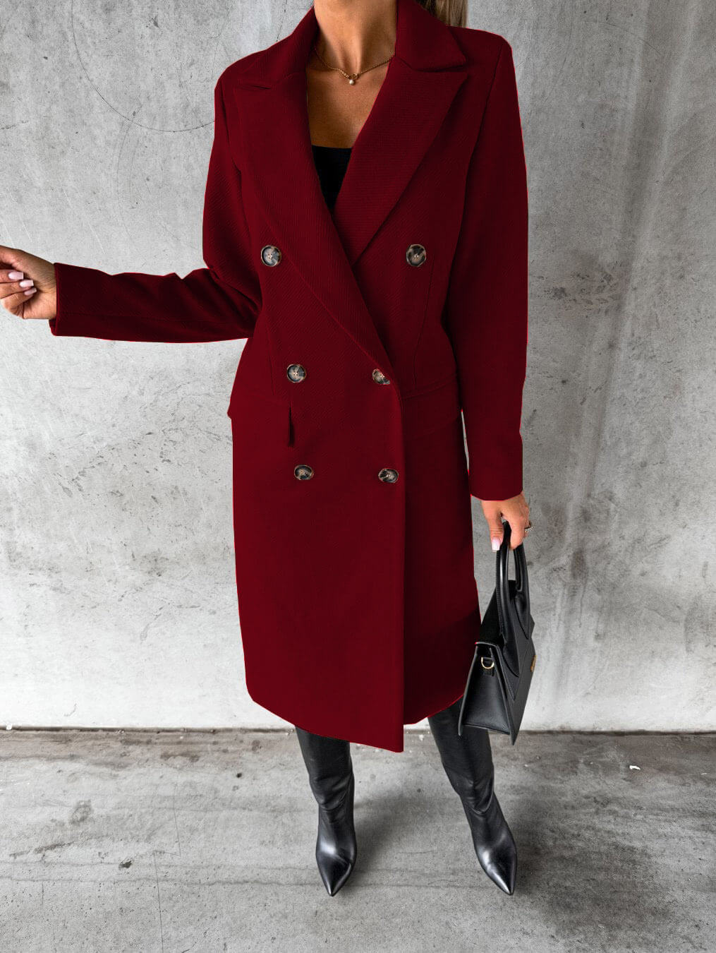 Celeste | Warme elegante wollen herfstjas voor vrouwen met double-breasted silhouet