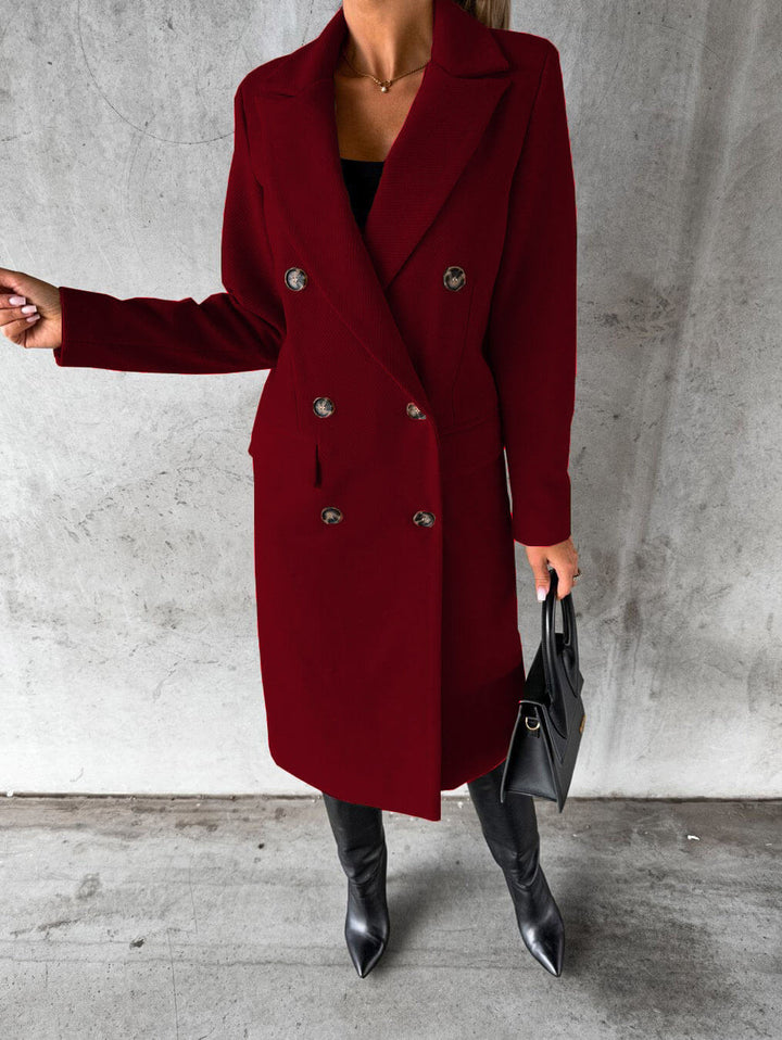 Celeste | Warme elegante wollen herfstjas voor vrouwen met double-breasted silhouet