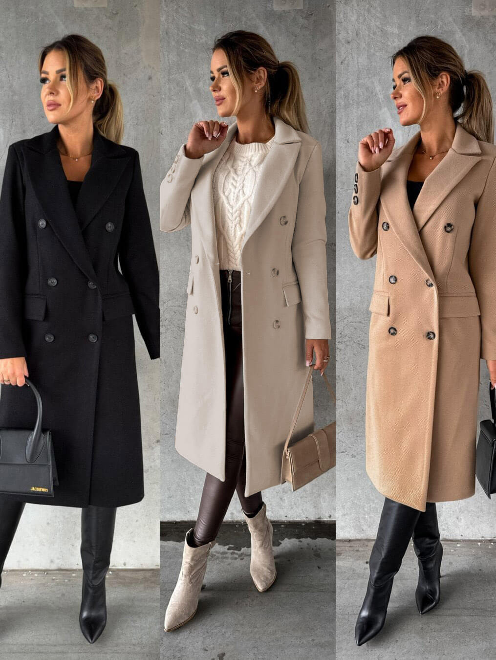 Celeste | Warme elegante wollen herfstjas voor vrouwen met double-breasted silhouet