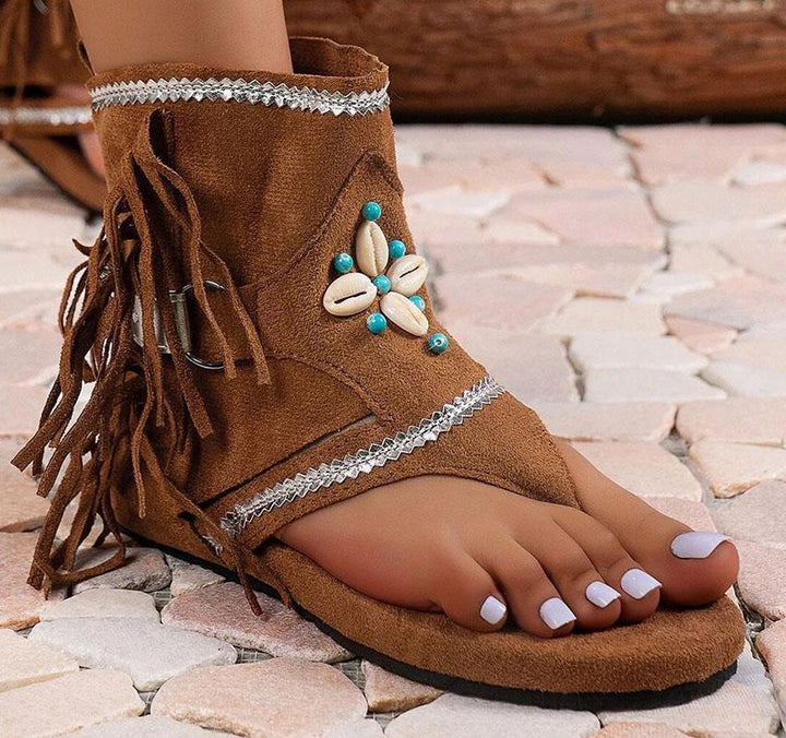 Elena - Dames Vintage Franje Sandalen