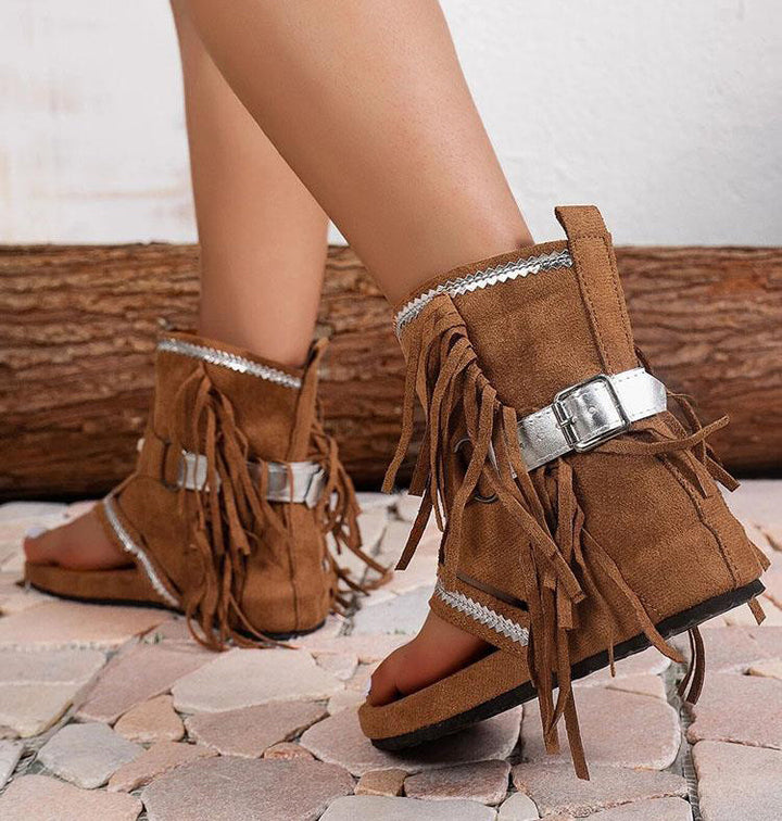 Elena - Dames Vintage Franje Sandalen