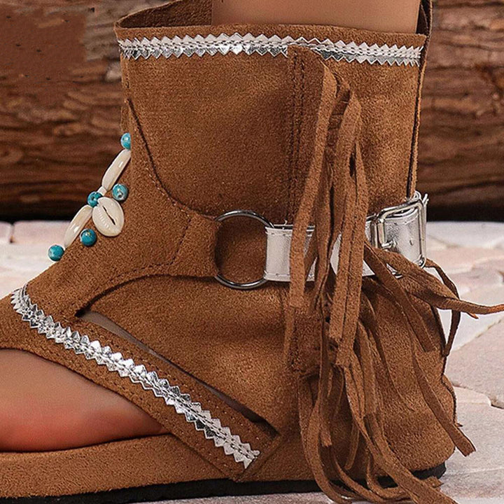 Elena - Dames Vintage Franje Sandalen