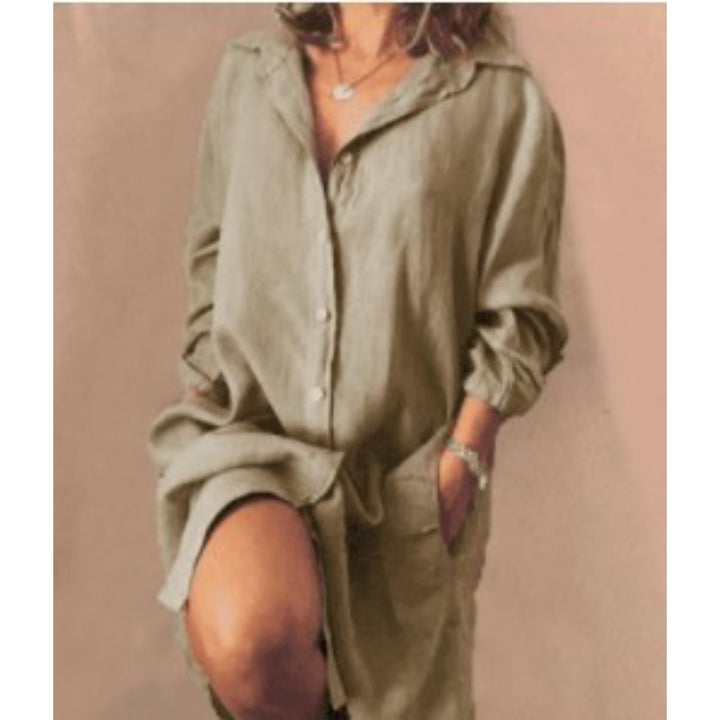 Marlene - Dames Lange Linnen Blouse - Elegante Lange Snit