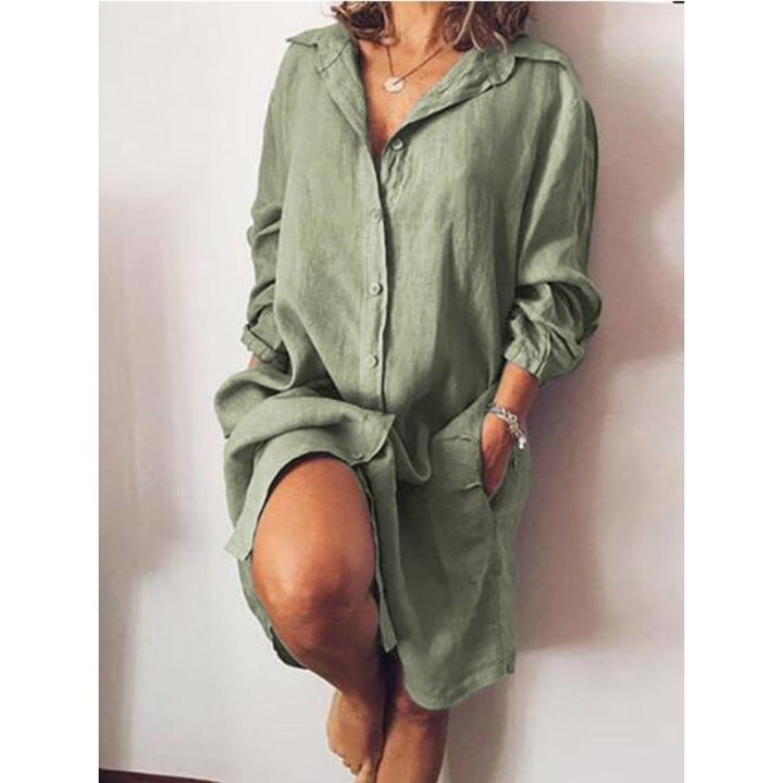 Marlene - Dames Lange Linnen Blouse - Elegante Lange Snit