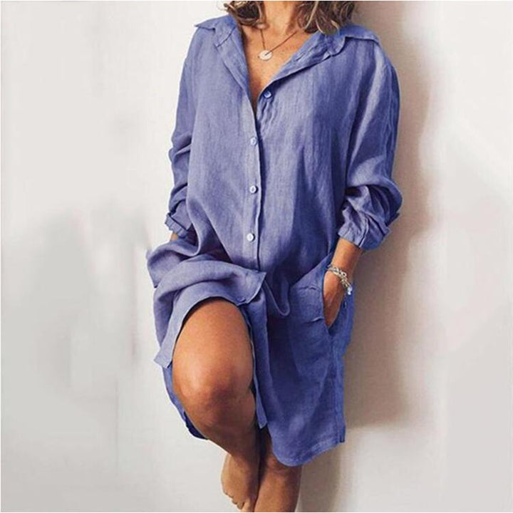 Marlene - Dames Lange Linnen Blouse - Elegante Lange Snit