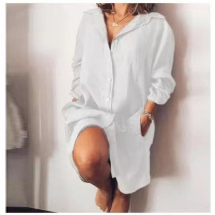 Marlene - Dames Lange Linnen Blouse - Elegante Lange Snit