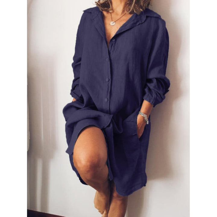 Marlene - Dames Lange Linnen Blouse - Elegante Lange Snit