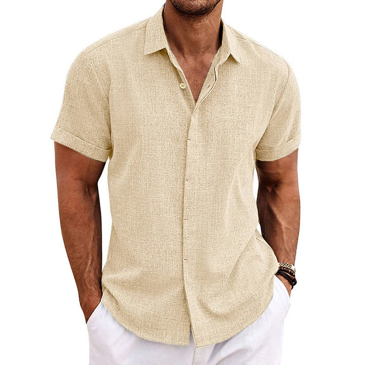 Heren overhemd korte mouw – Minimalistisch katoenen-linnen shirt voor stijlvolle zomerse dagen