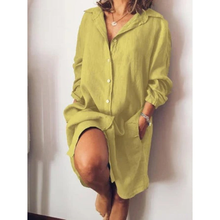 Marlene - Dames Lange Linnen Blouse - Elegante Lange Snit