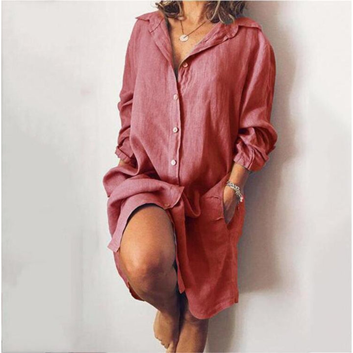 Marlene - Dames Lange Linnen Blouse - Elegante Lange Snit