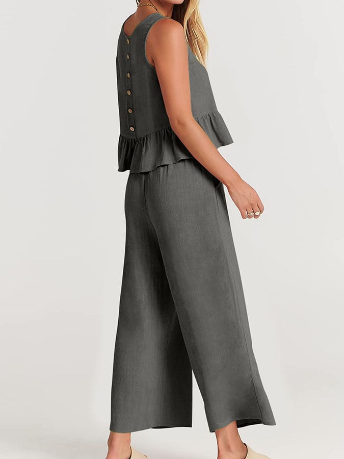 Lize - Dames Elegante Set - Tweedelige Outfit met Ruches Details