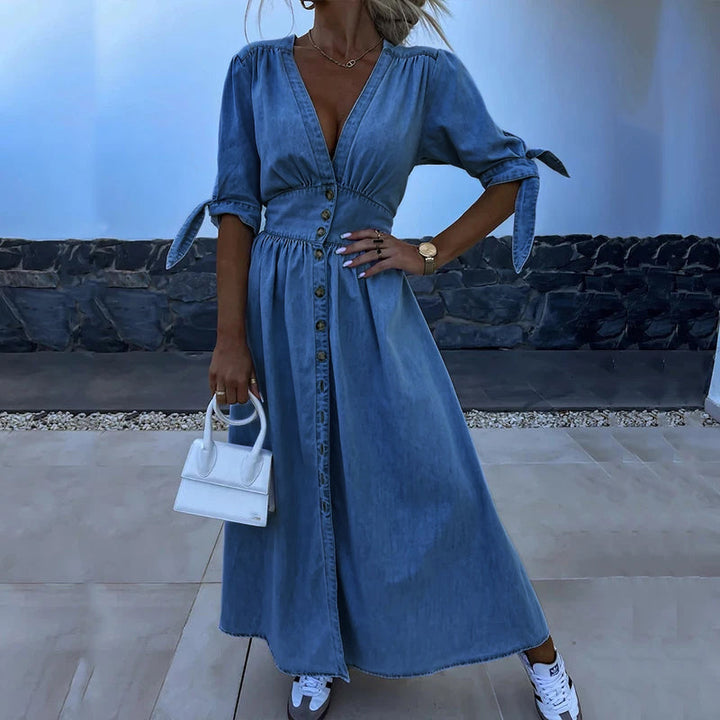 Romy - Dames Denim Maxi Jurk