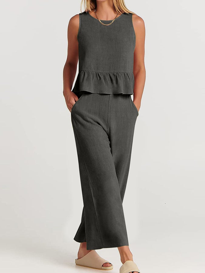 Lize - Dames Elegante Set - Tweedelige Outfit met Ruches Details