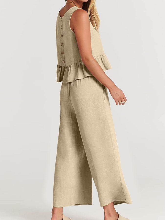 Lize - Dames Elegante Set - Tweedelige Outfit met Ruches Details