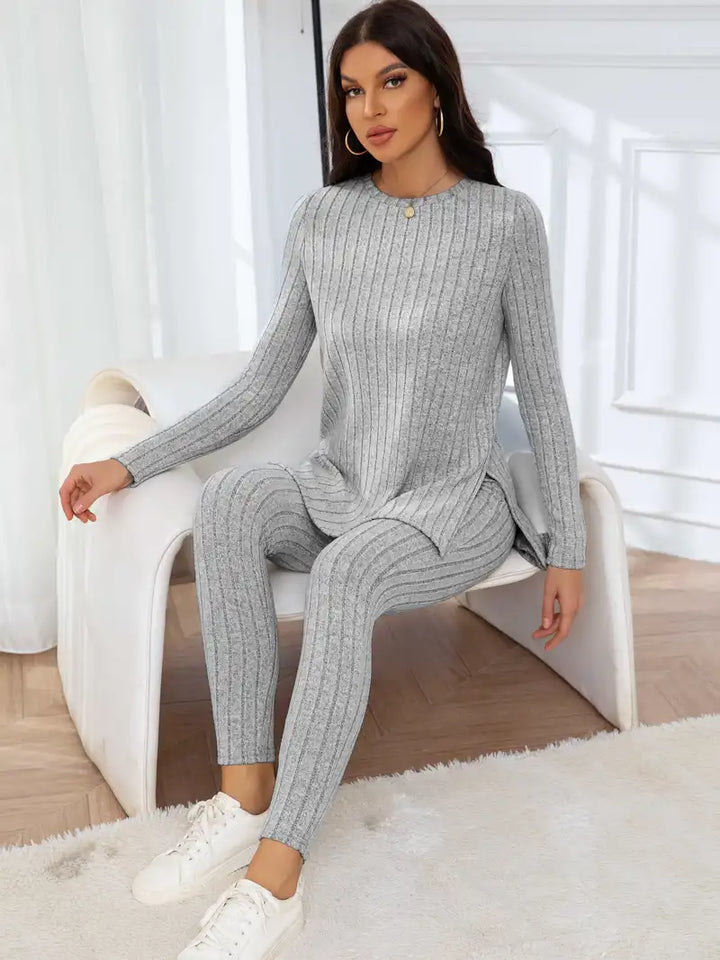 Sanne - Dames Ribgebreide Tweedelige Set - Comfortabel en Stijlvol Ontwerp