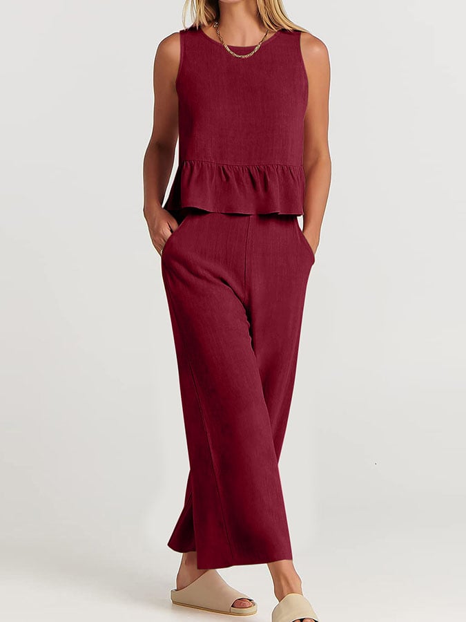 Lize - Dames Elegante Set - Tweedelige Outfit met Ruches Details